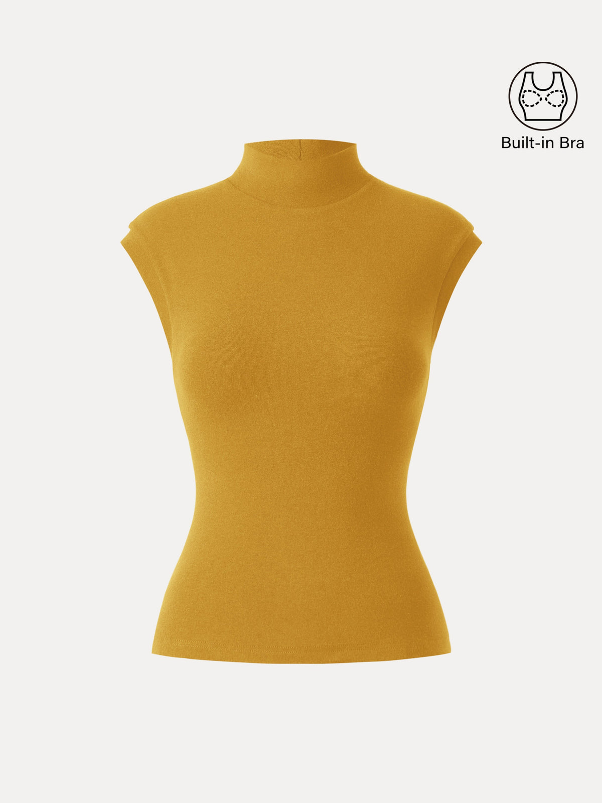 OGLmove Women's Stretch Cotton Mock Neck Cap Sleeve Brami Top
