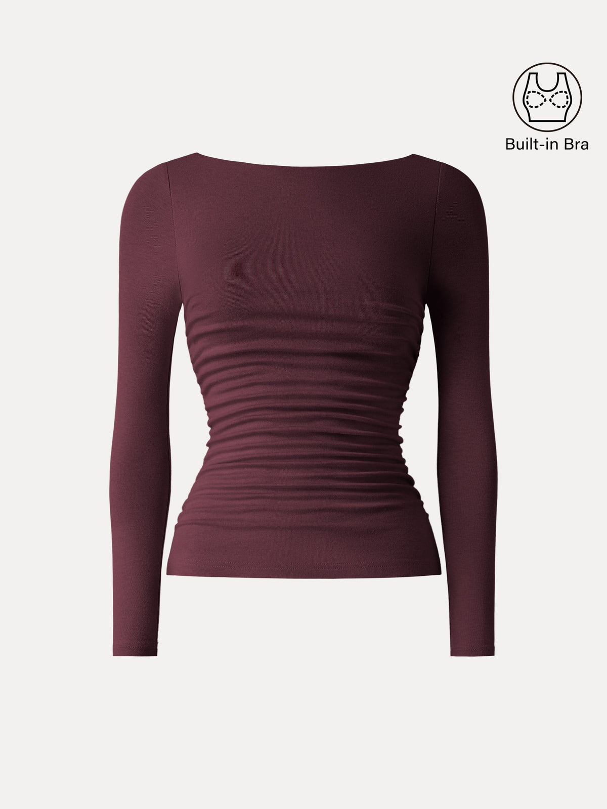 OGLmove Women's Light Warm Boatneck Ruched Bra Top