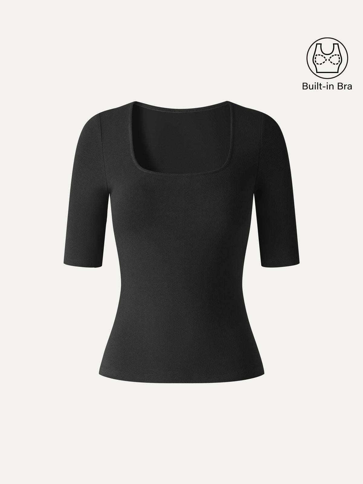 OGLmove Women's Eco-Mousse Square Neck Elbow Sleeve Bra Top