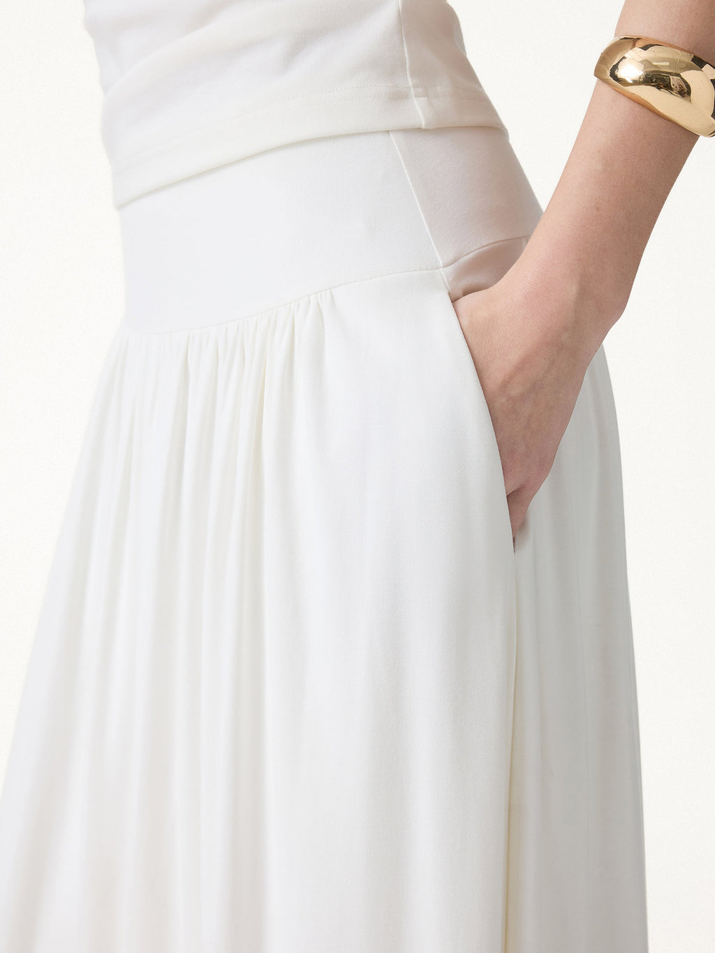 OGLmove Women's Mid Rise Gathered Midi Skirt with Pockets