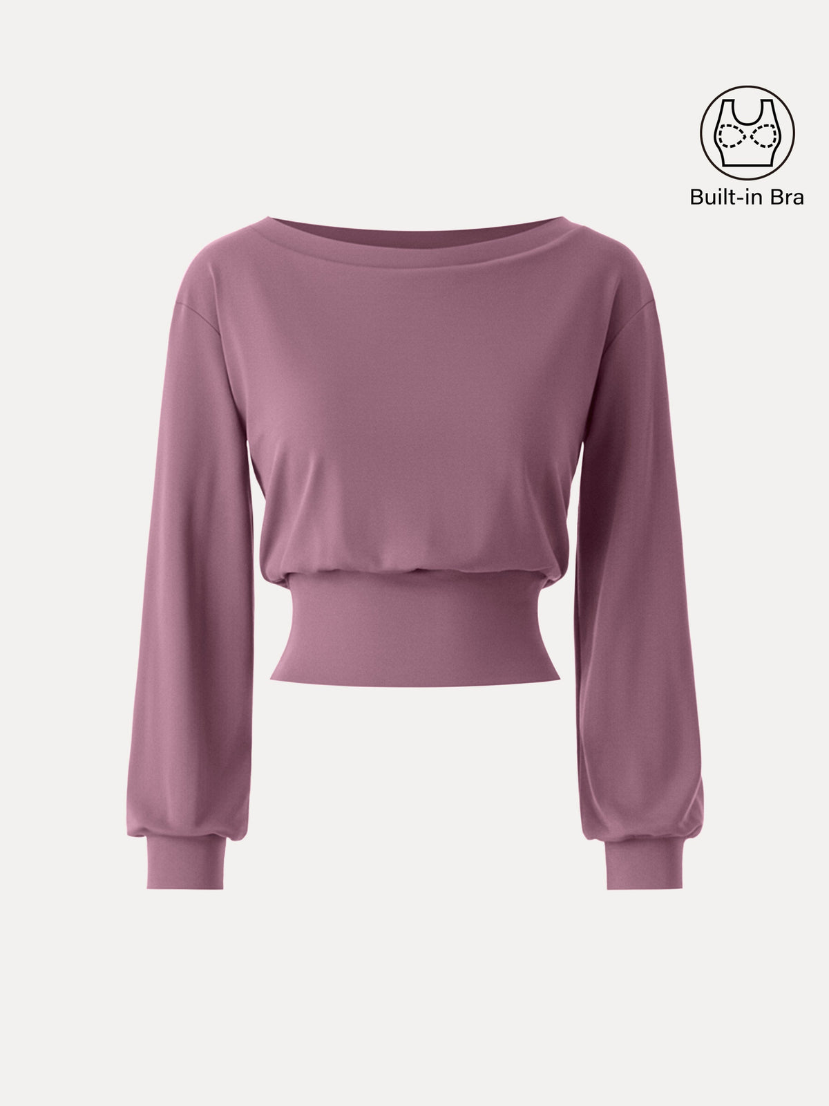 OGLmove Women's Lyocell-Wool Blend Boatneck Long Sleeve Bra Top