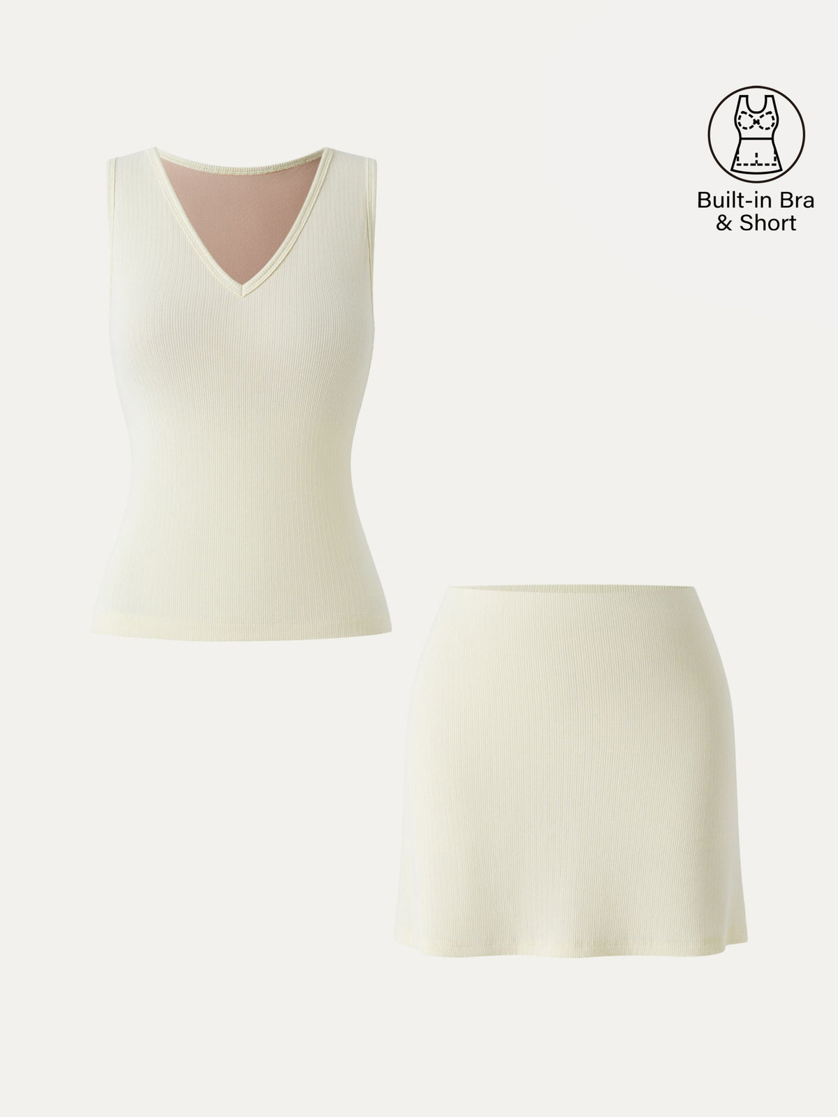 OGLmove Women's V-Neck Sleeveless Bra Tank & A-Line Mini Skirt Set
