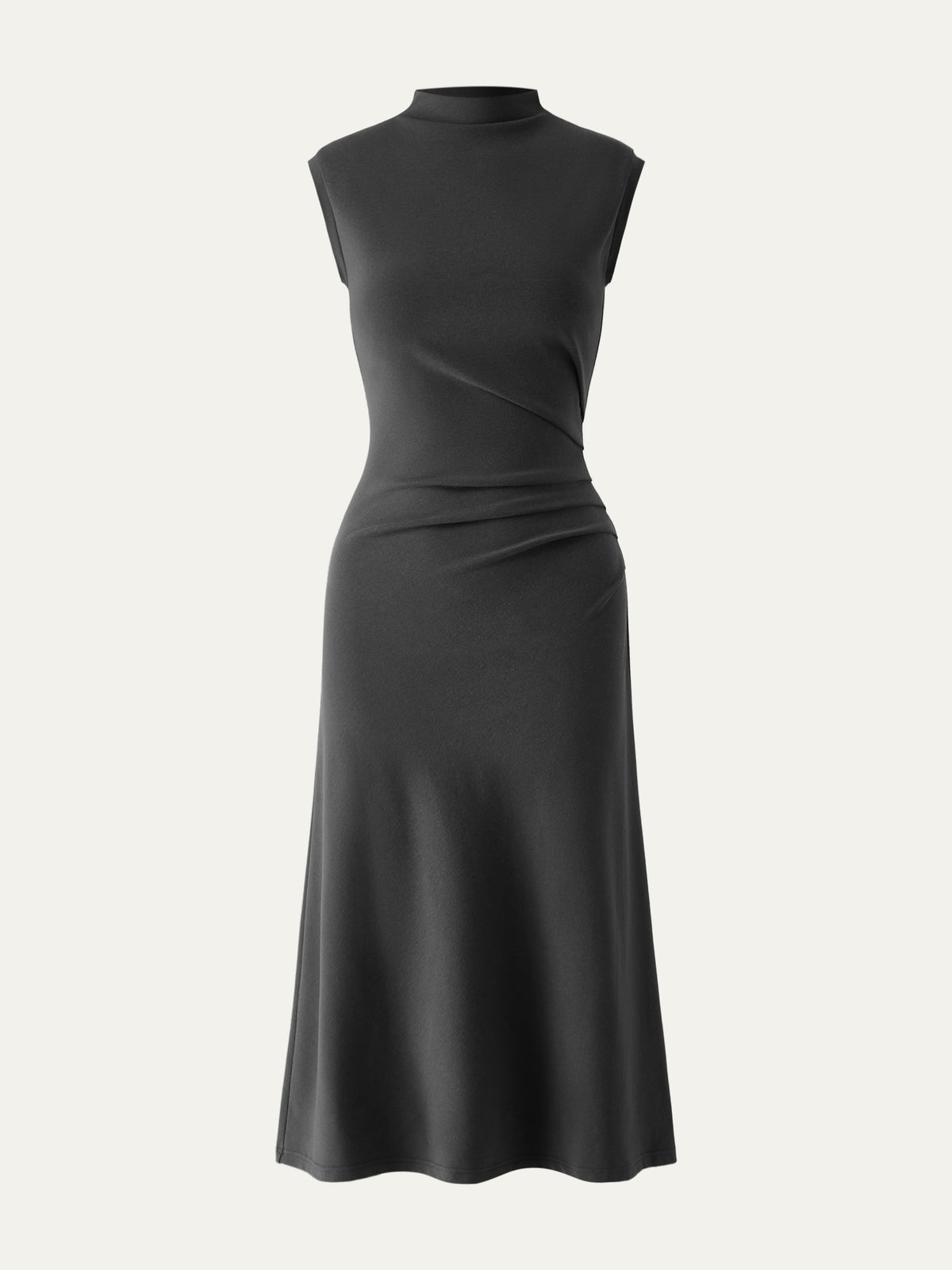OGLmove Women's Mockneck Tucks Midi Dress