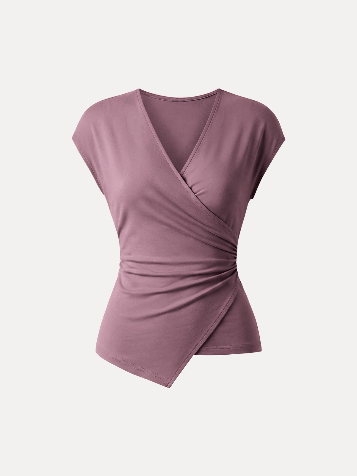 OGLmove Lyocell Wool Surplice Cap Sleeve Asymmetrical Top