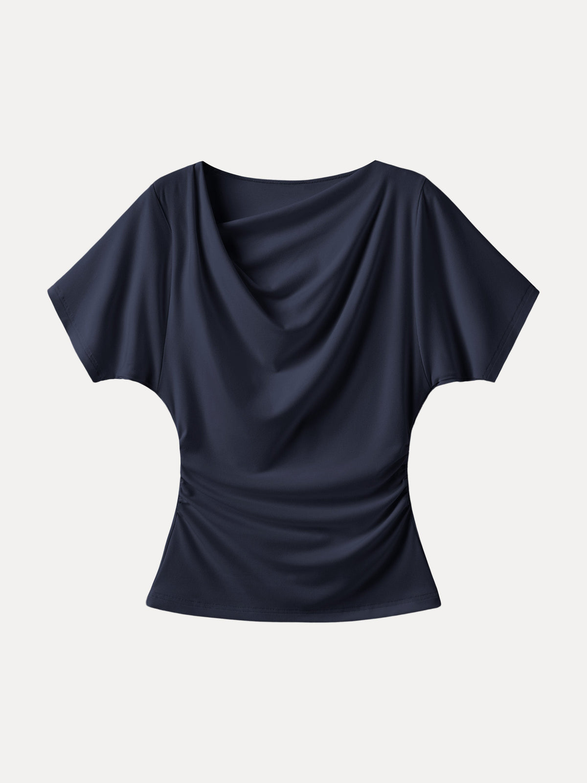 OGLmove Women's Asymmetrical Cowl Neck Ruched Top