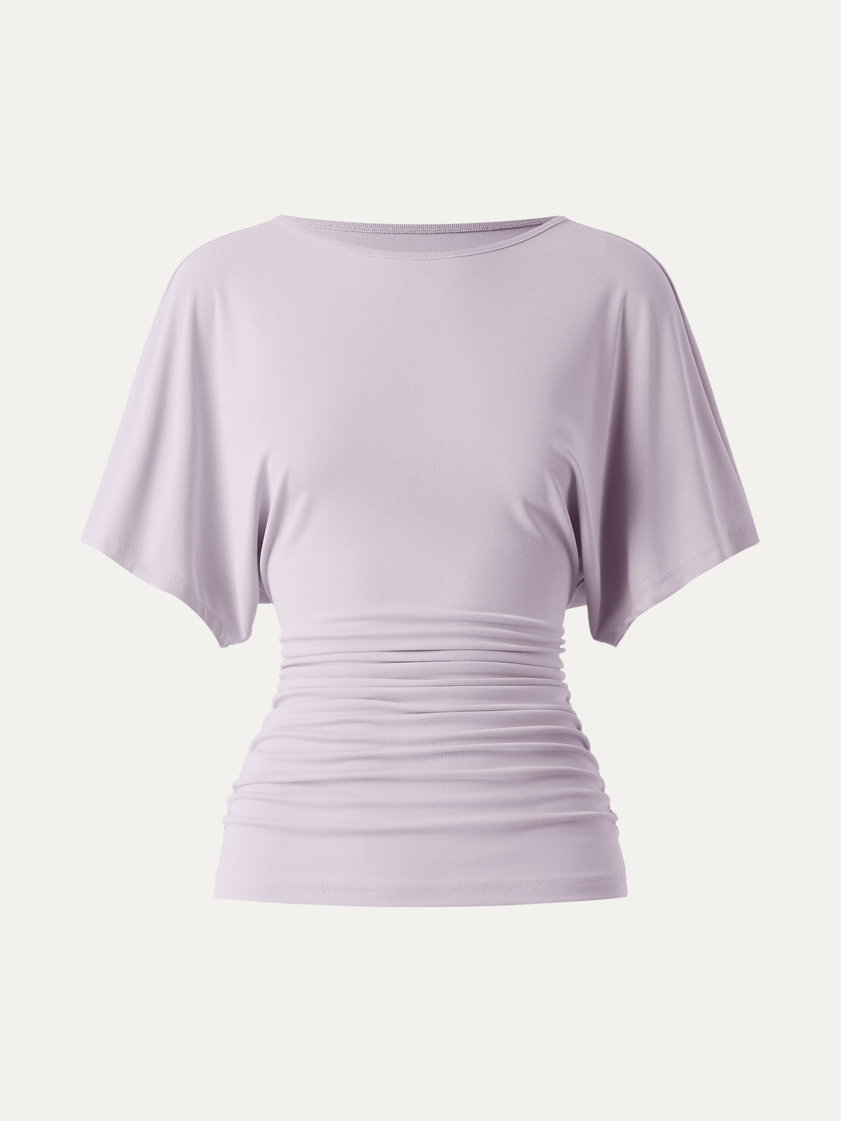 OGLmove Women's Effortless Boatneck Batwing Sleeve Side Ruched Top