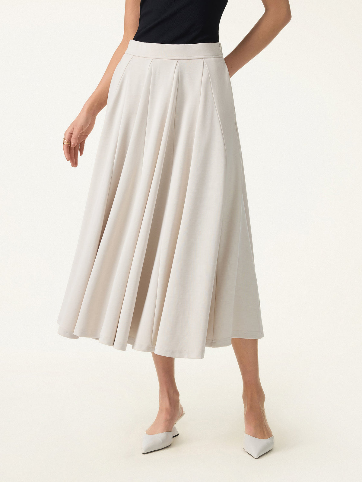 OGLmove Women's Lyocell Blend Volume Midi Skirt with Pockets