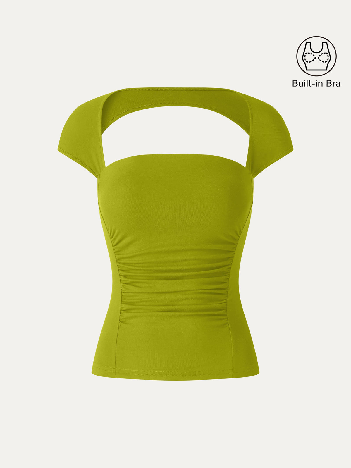 OGLmove Women's Square Neck Cutout Back Ruched Bra Top