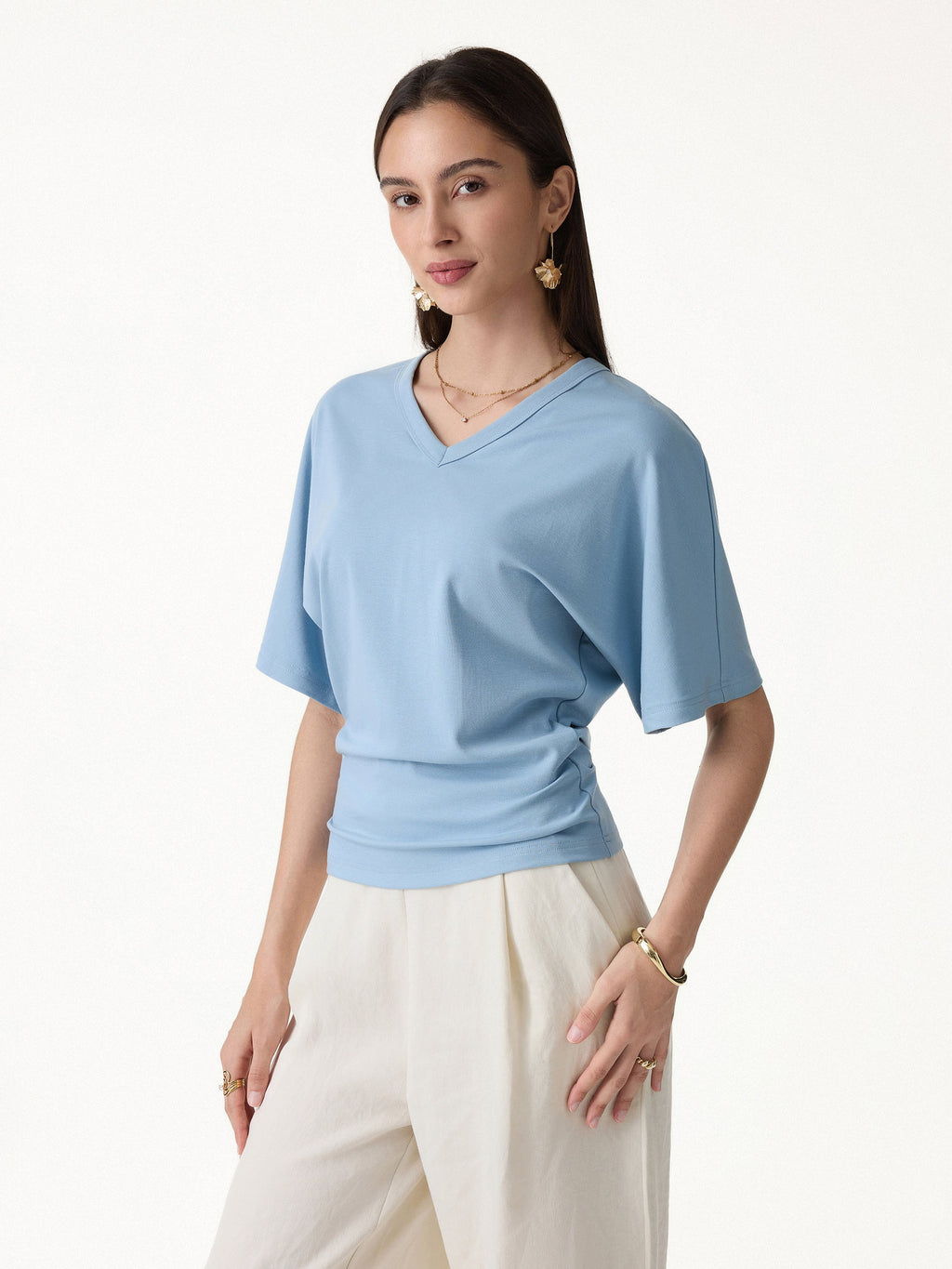 OGLmove Women's V-Neck Waist-Defining Summer Tee