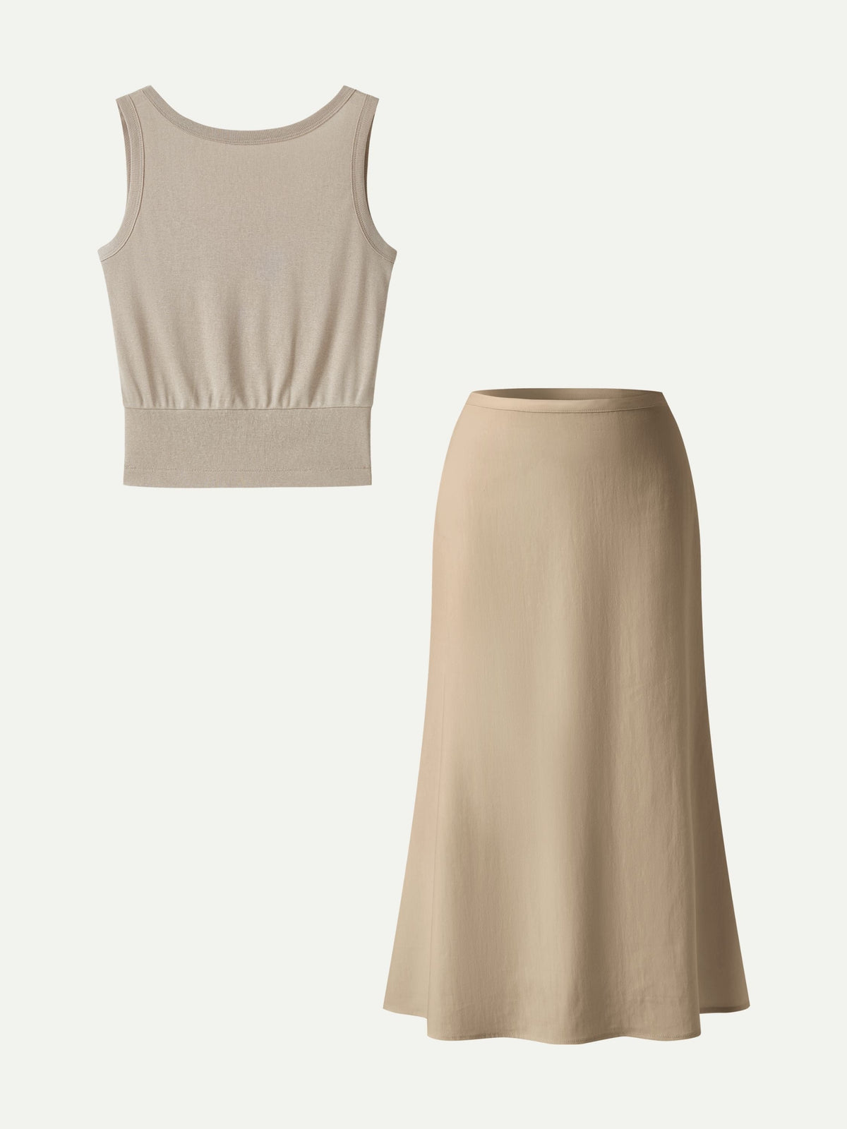 OGLmove Women's Reversible Boatneck Top & Maxi Flared Pull-On Skirt Set