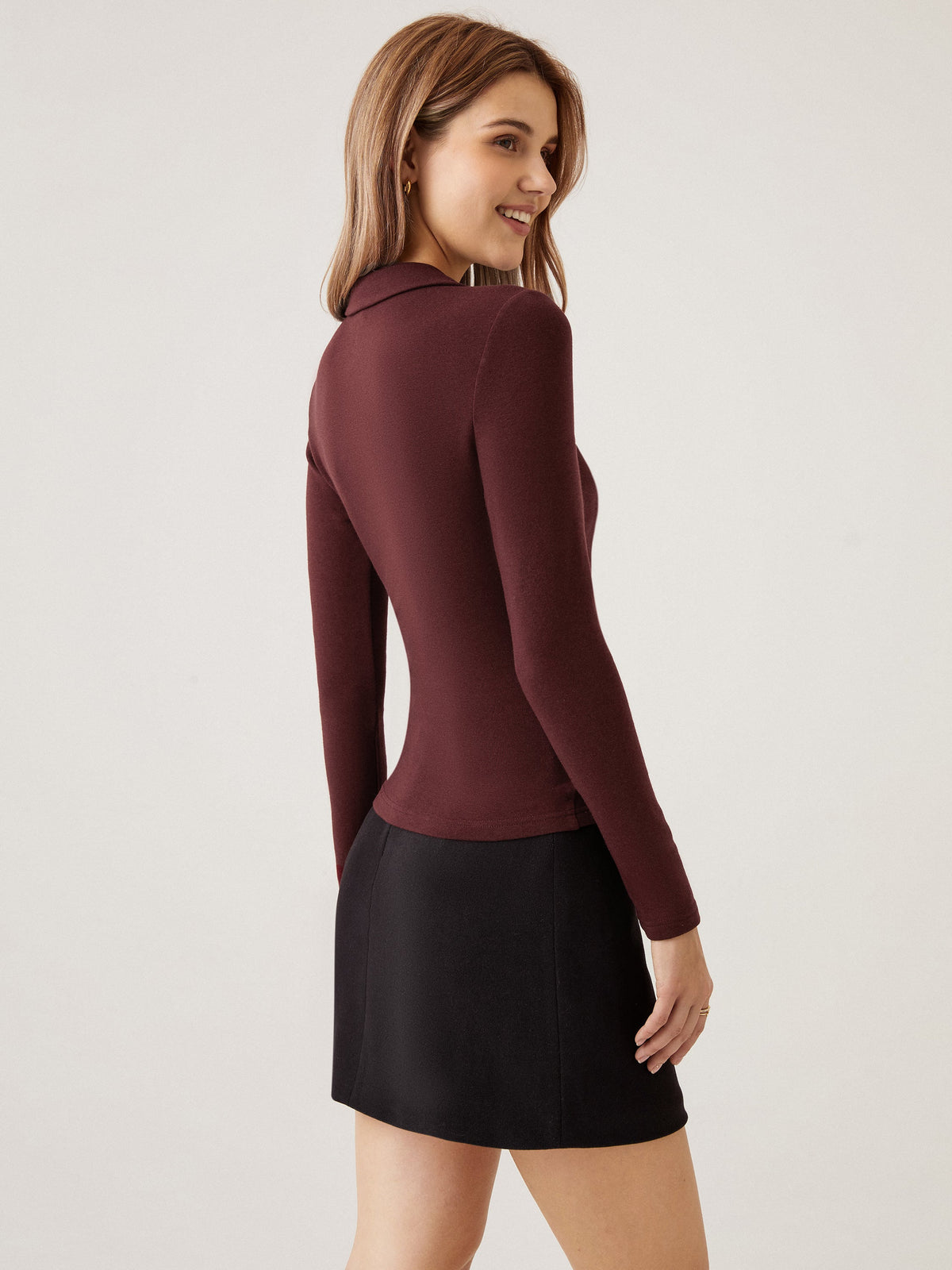 OGLmove Women's Collared Surplice Long Sleeve Top