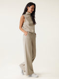 OGLmove Women's Petite High Waisted Straight Leg Pant & Split Hem Top Set