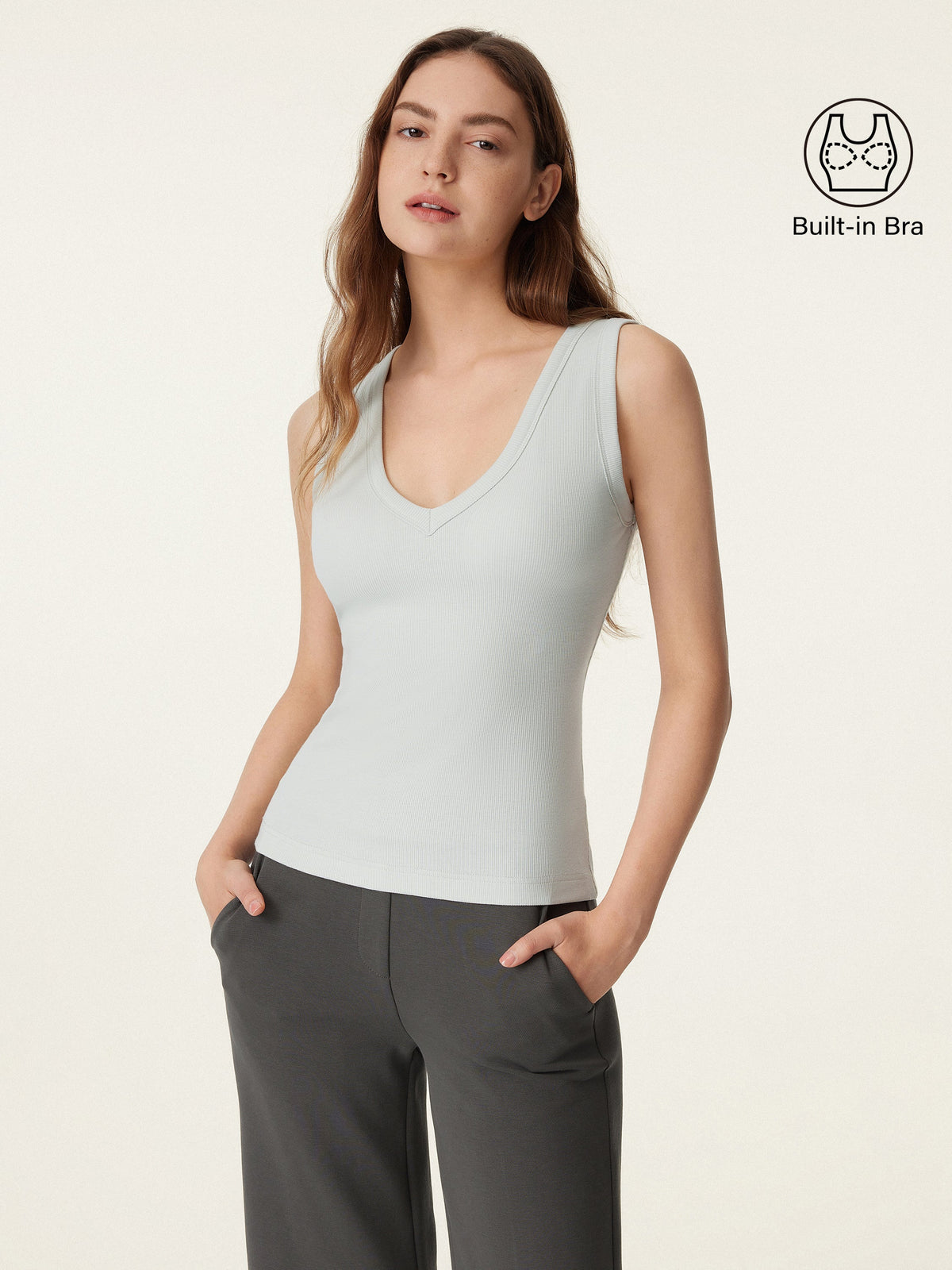 OGLmove Stretchy V-Neck Cotton Airy Bra Tank