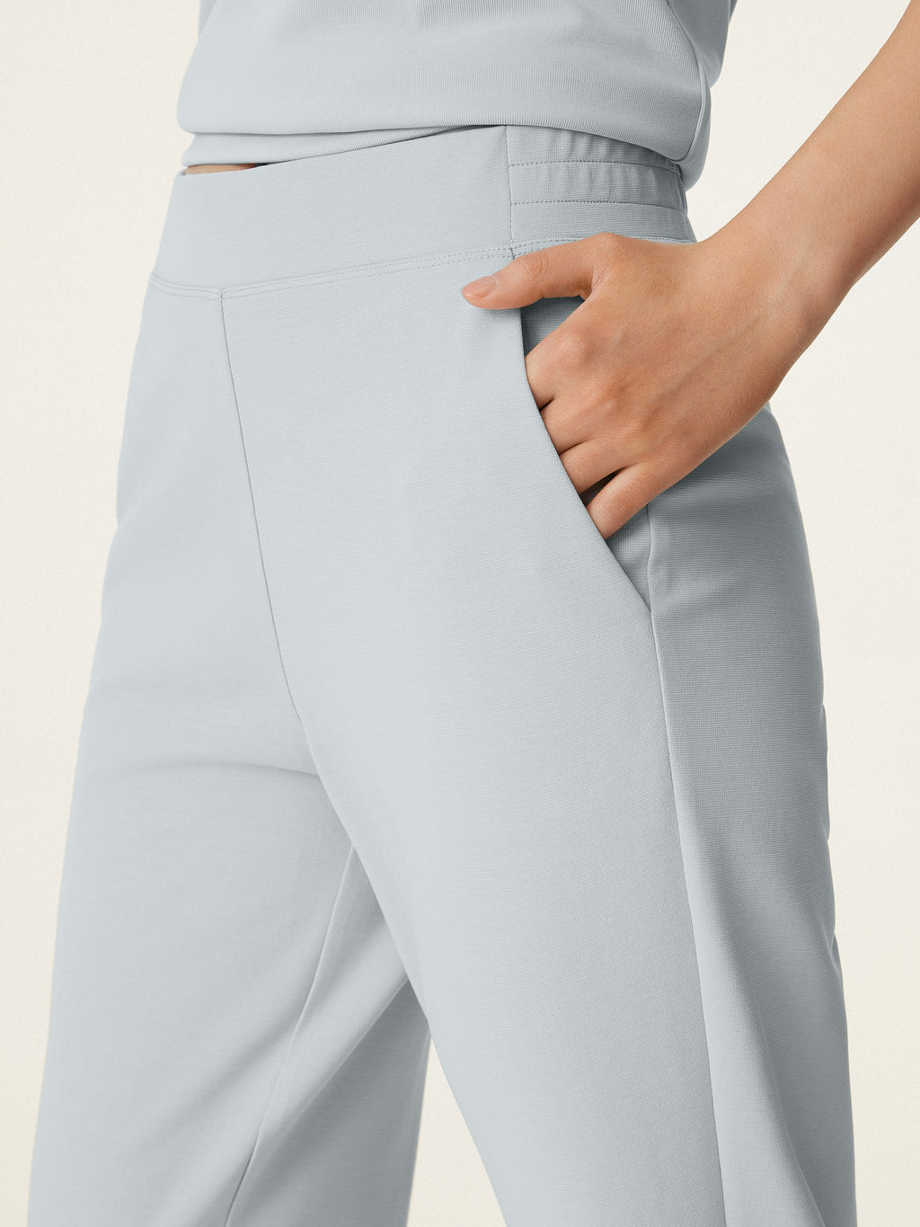 OGLmove Sandwashed Crewneck Tee & Mid Rise Tapered Pants Set with Pockets