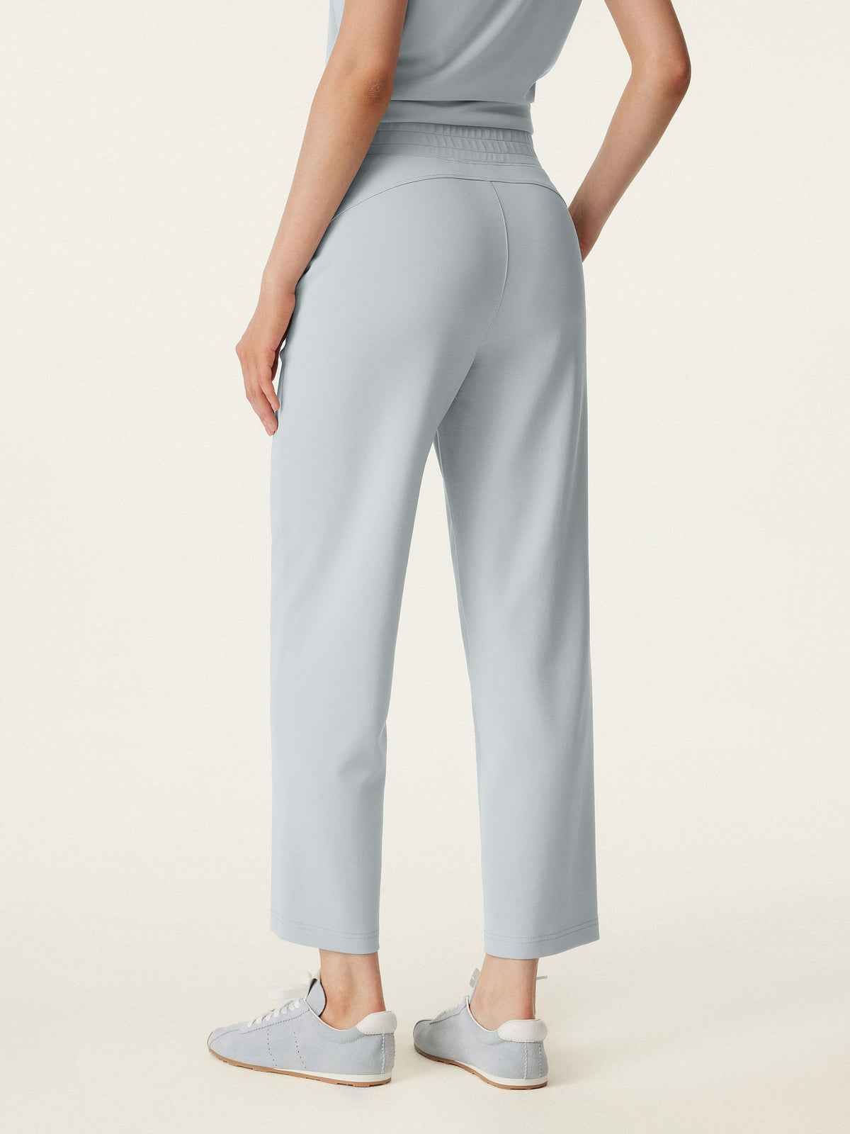 OGLmove Sandwashed Crewneck Tee & Mid Rise Tapered Pants Set with Pockets