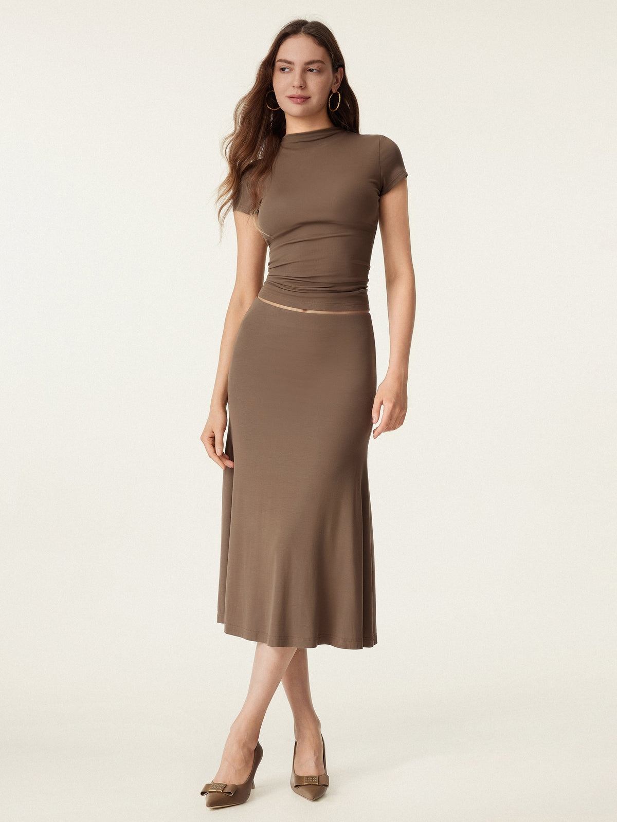 OGLmove Women's Breezy Pull-On Mermaid Midi Skirt