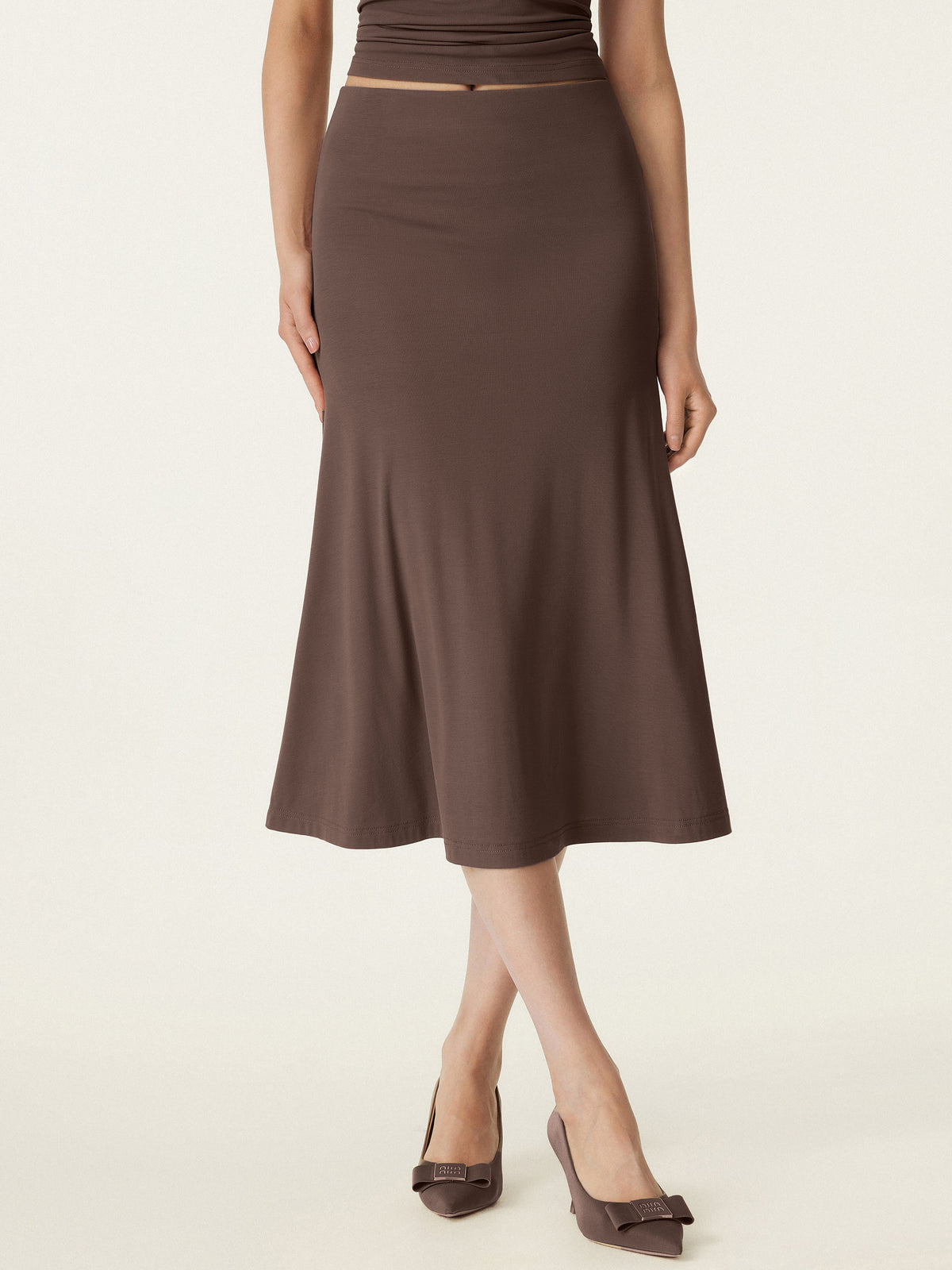 OGLmove Women's Breezy Pull-On Mermaid Midi Skirt