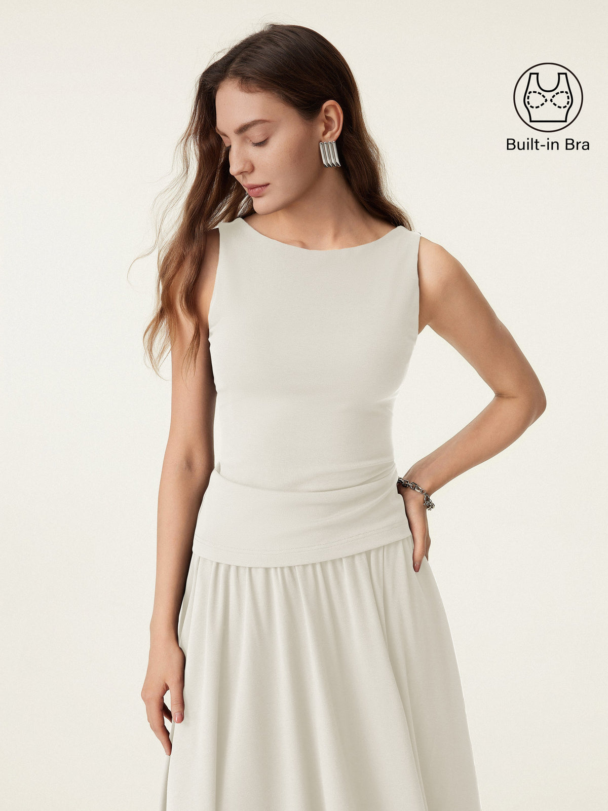 OGLmove Women's Stretch Cotton Boatneck Bra Tank