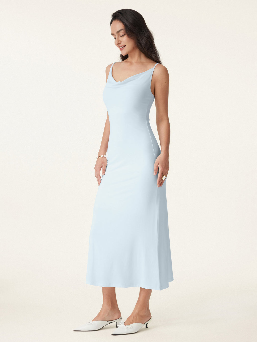 OGLmove Women's Effortless Vacay Cowl Neck Midi Bra Dress