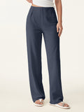 OGLmove Women's Breathable Cotton-Linen Mid Rise Straight Leg Pant