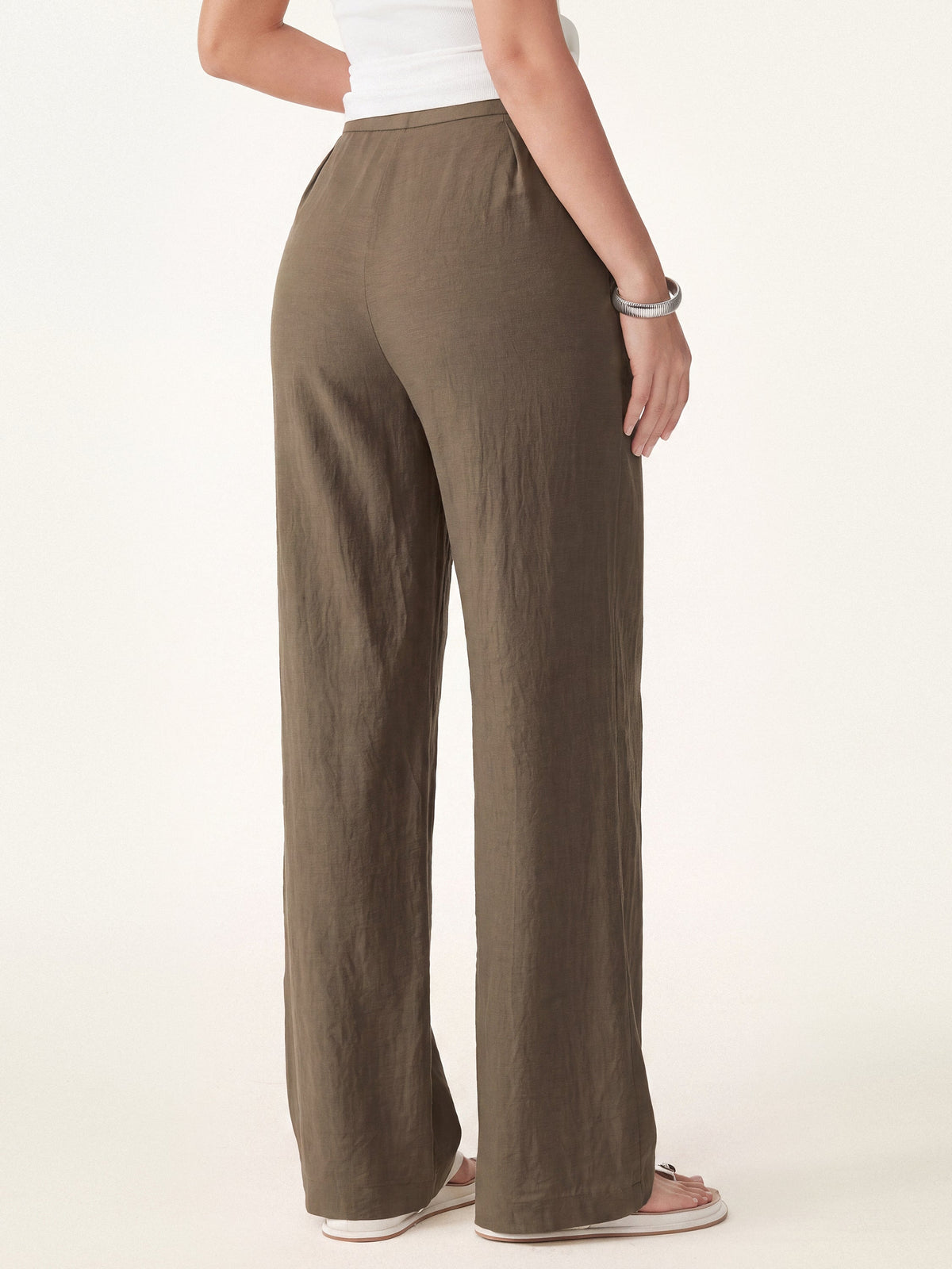 OGLmove Women's Breathable Cotton-Linen Mid Rise Straight Leg Pant