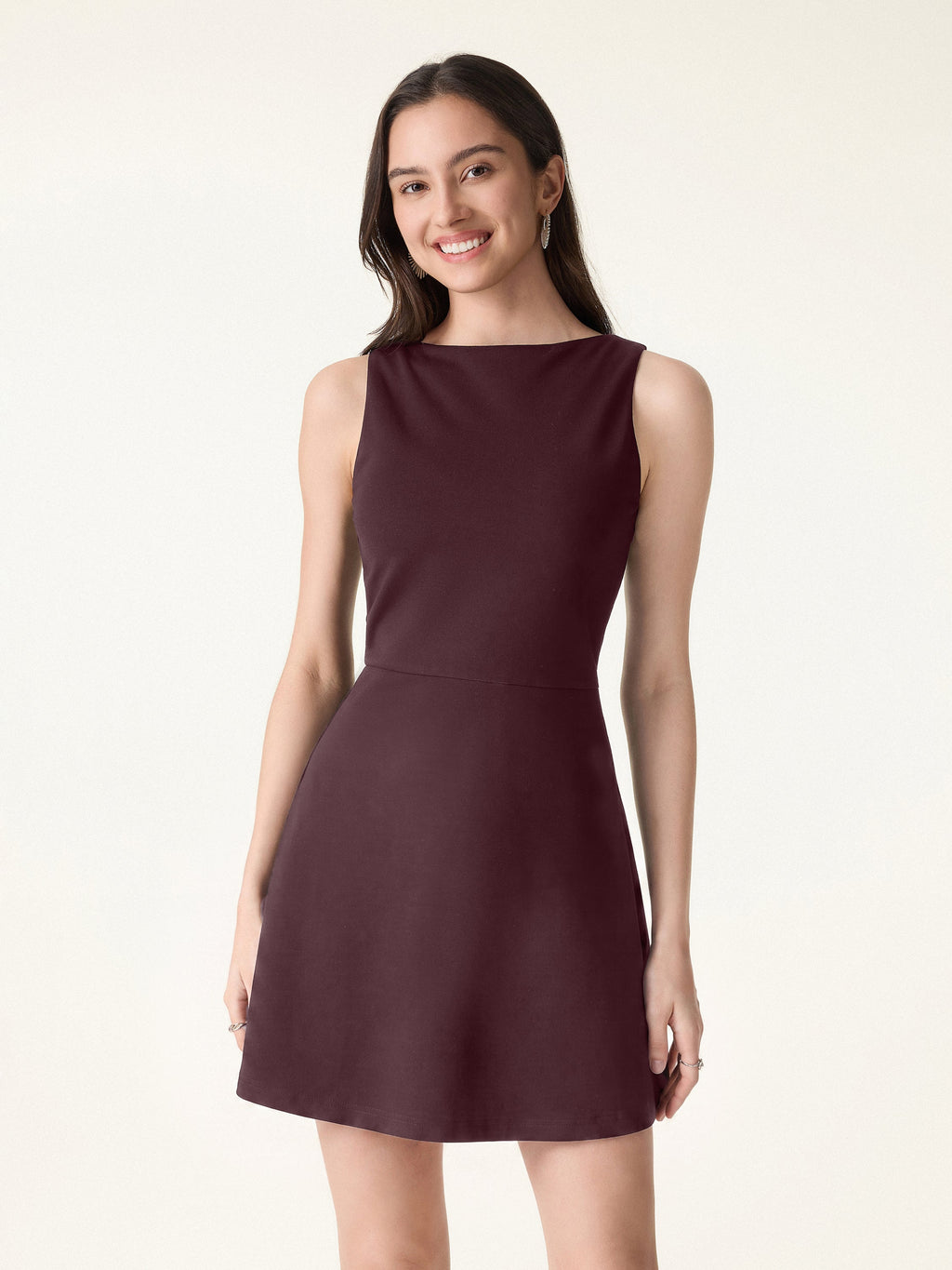 OGLmove Women's Classy Boatneck Fit-and-Flare Mini Bra Dress