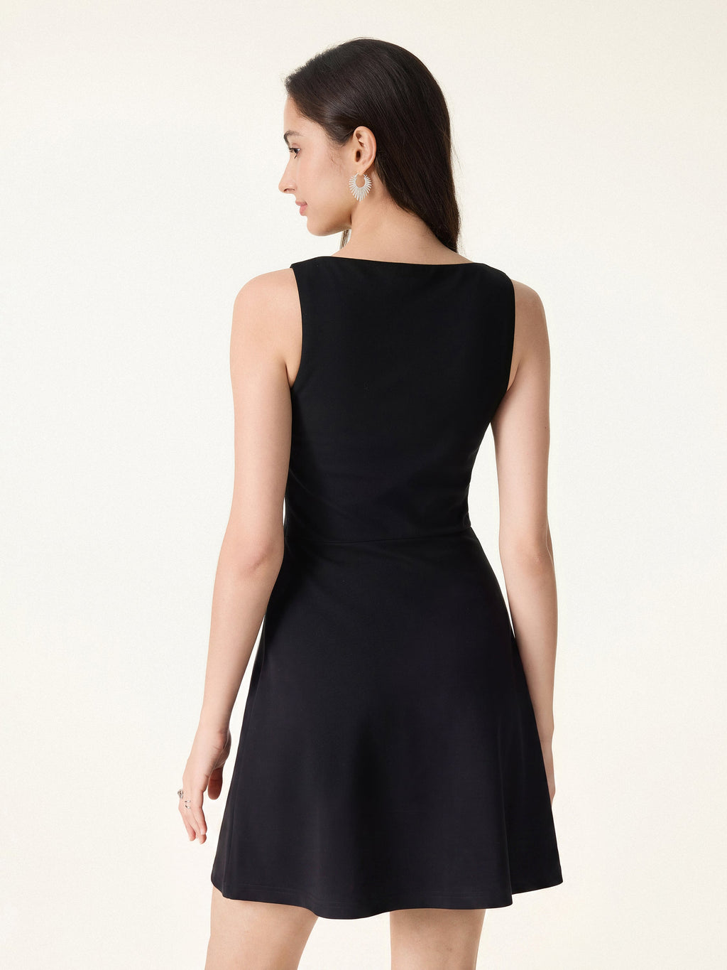 OGLmove Women's Classy Boatneck Fit-and-Flare Mini Bra Dress