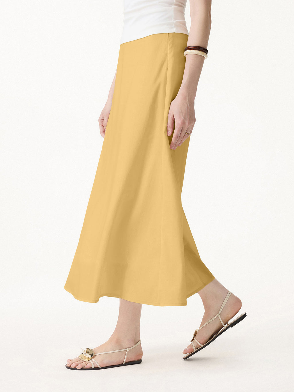 OGLmove Women's Lyocell-Linen Blend High Rise Flared Maxi Pull-On Skirt