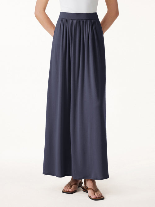 OGLmove Linen Knit Gathered A-Line Maxi Skirt