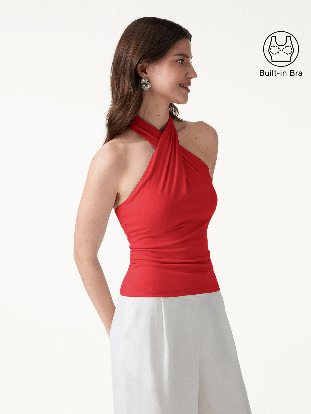 OGLmove Women's Criss Cross Halter Neck Going-Out Bra Top