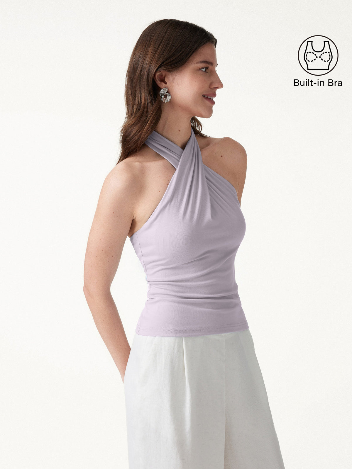 OGLmove Women's Criss Cross Halter Neck Going-Out Bra Top
