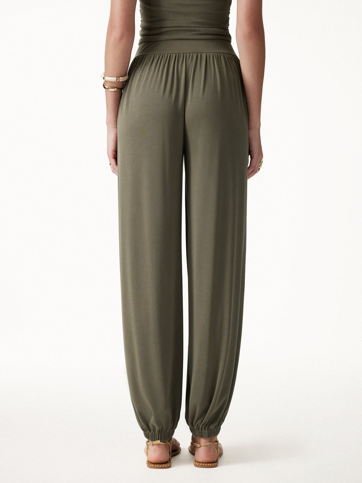 OGLmove Women's Sandwashed Modal Ultra-Soft High Rise Balloon Pants with Pockets