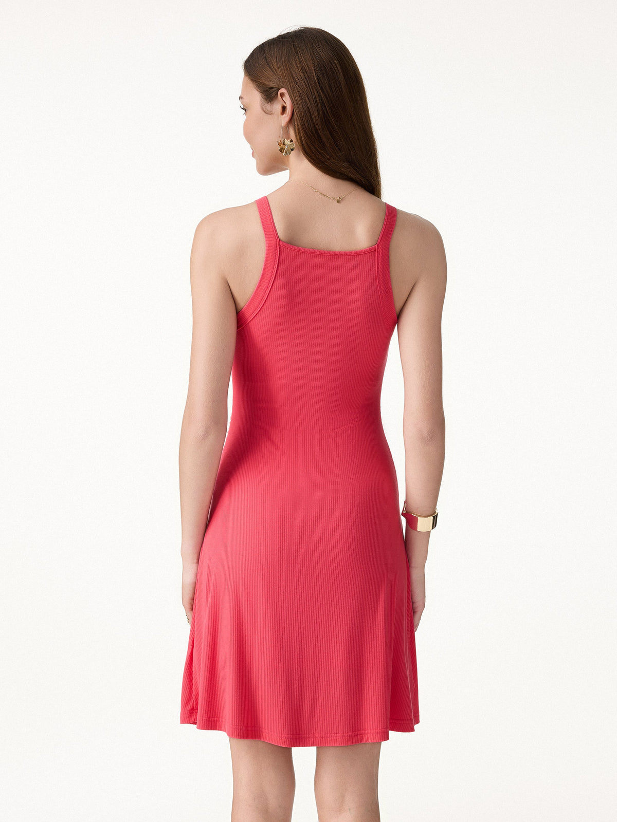 OGLmove Women's CoolTouch Square Neck Sleeveless Mini Bra Dress