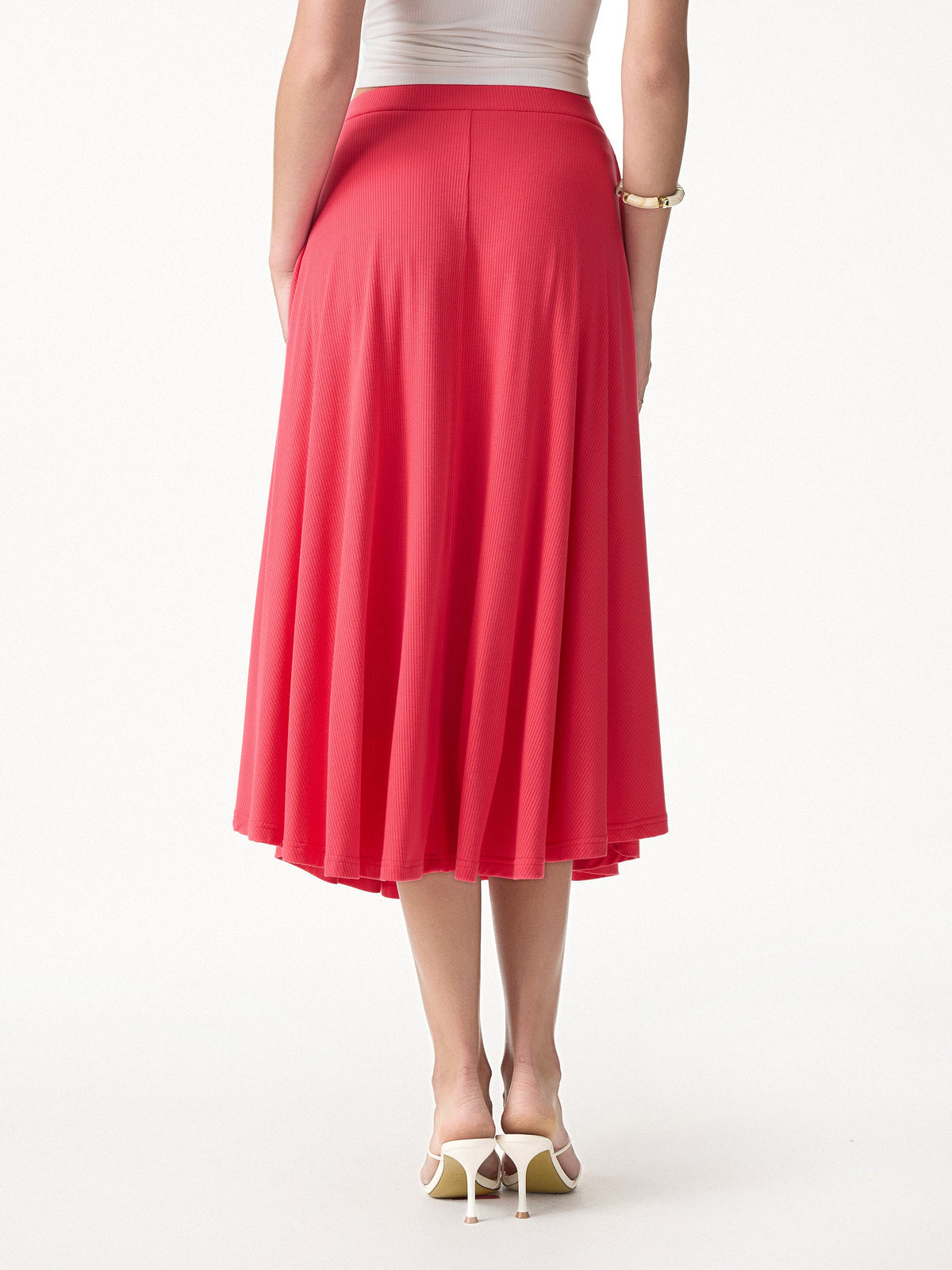 OGLmove Women's U-Neck Bra Tank & Midi Skirt Set with Pockets