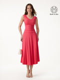OGLmove Women's U-Neck Bra Tank & Midi Skirt Set with Pockets