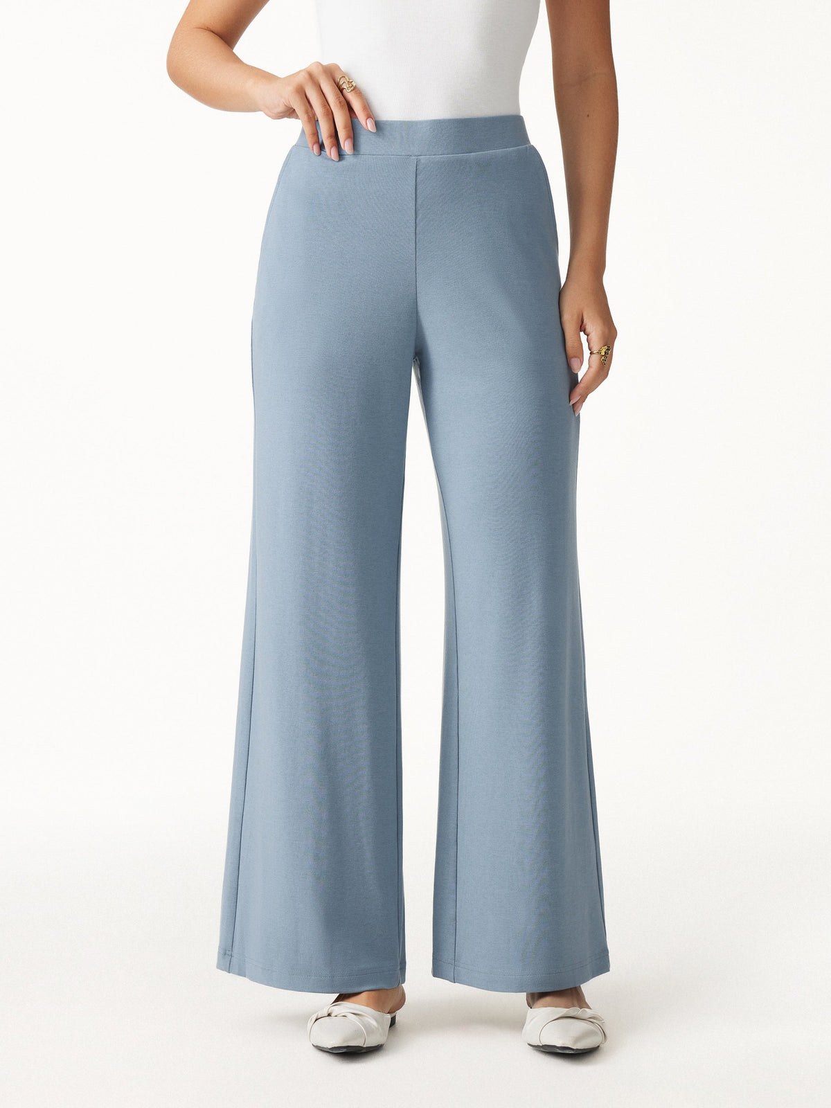 OGLmove Lyocell Wool Mid Rise Wide Leg Pull-on Pants