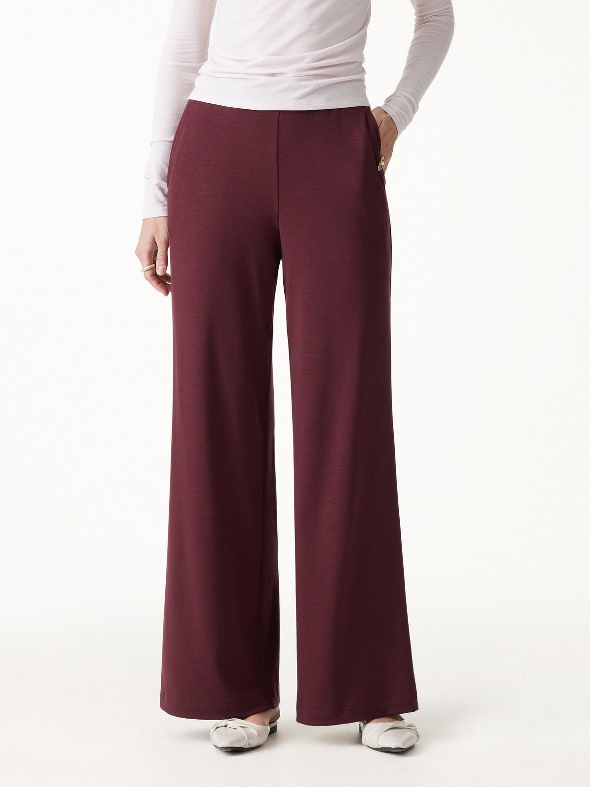OGLmove Lyocell Wool Mid Rise Wide Leg Pull-on Pants