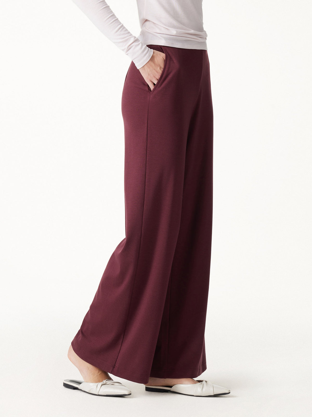 OGLmove Lyocell Wool Mid Rise Wide Leg Pull-on Pants