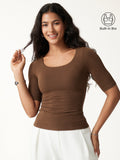 OGLmove Women's Eco-Mousse® Thermal Rib Elbow Sleeve Square Neck Bra Top