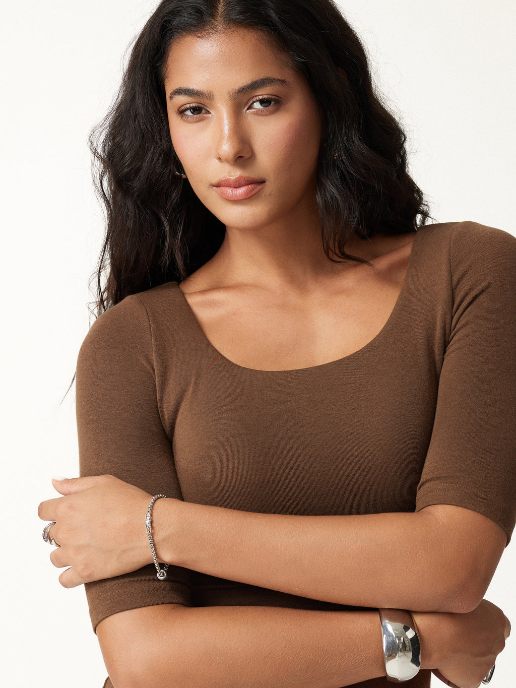 OGLmove Women's Eco-Mousse® Thermal Rib Elbow Sleeve Square Neck Bra Top
