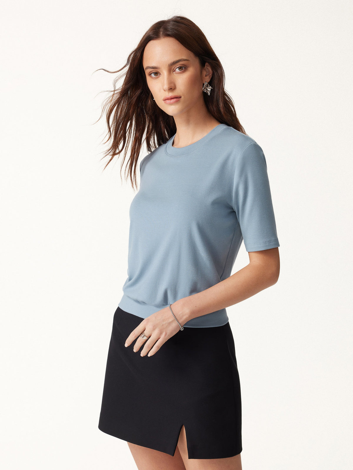 OGLmove Women's Lyocell-Wool Crewneck Short Sleeve Bra Top