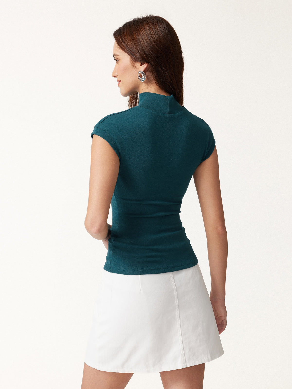 OGLmove Women's Stretch Cotton Mock Neck Cap Sleeve Brami Top