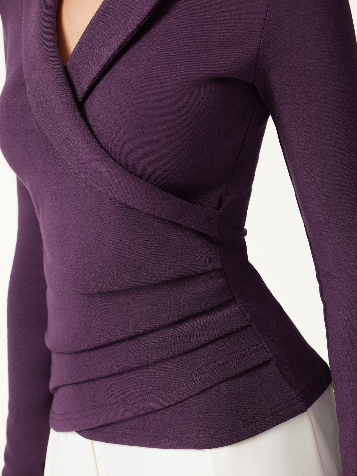 OGLmove Women's Collared Surplice Long Sleeve Top