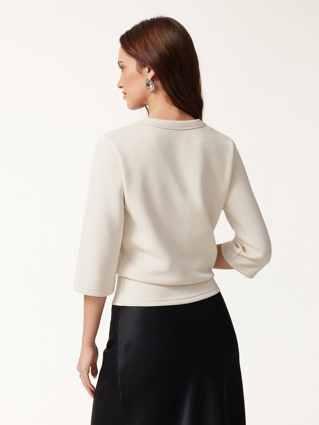 OGLmove Women's Sandwashed Spacer Crewneck 3/4 Sleeve Top