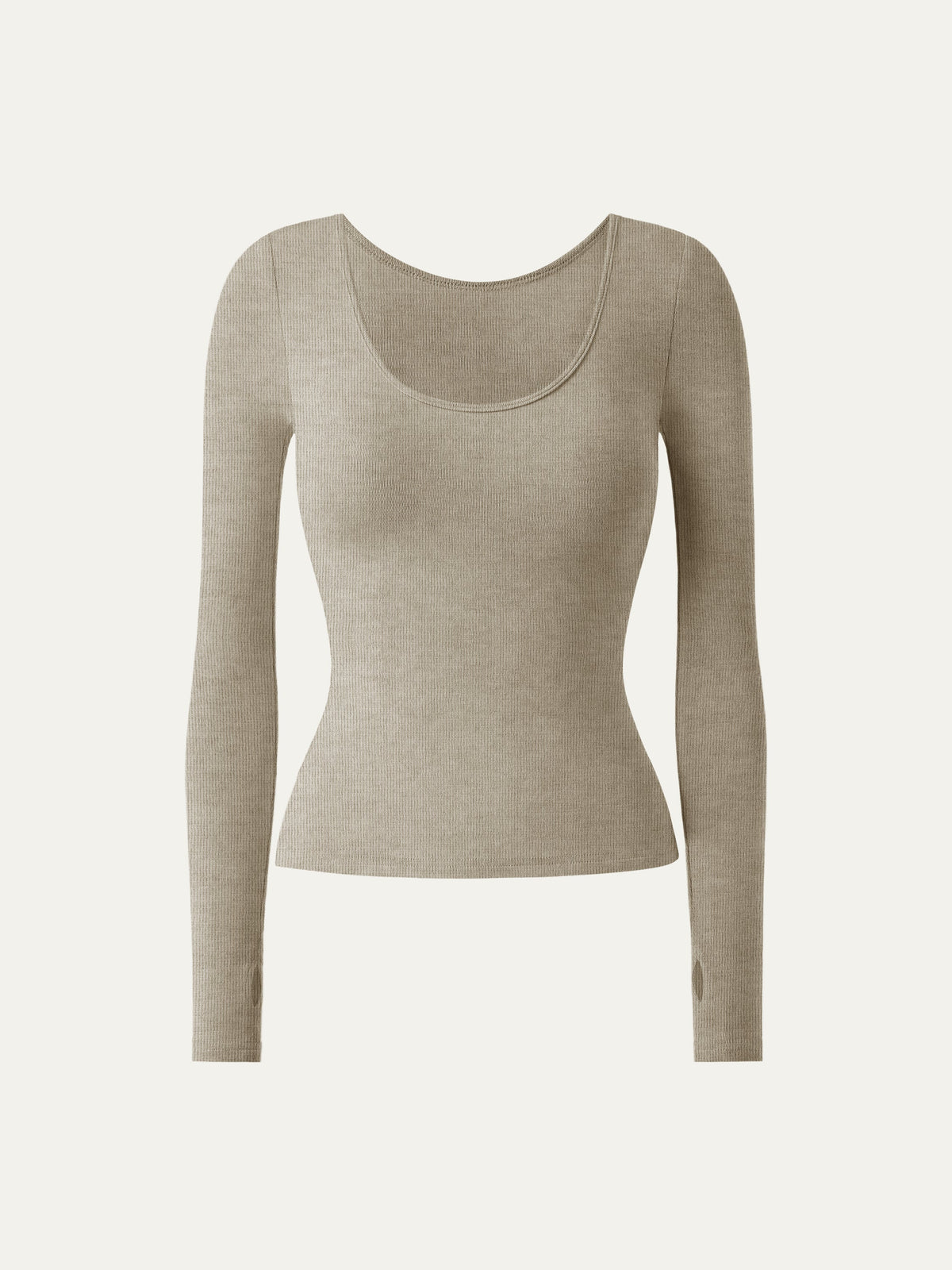 OGLmove Women's Lyocell-Wool Round Neck Long Sleeve Reversible Top