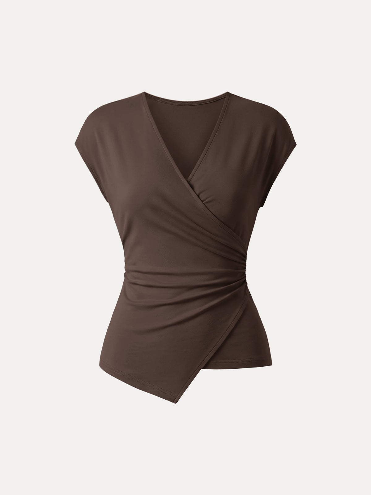 OGLmove Lyocell Wool Surplice Cap Sleeve Asymmetrical Top