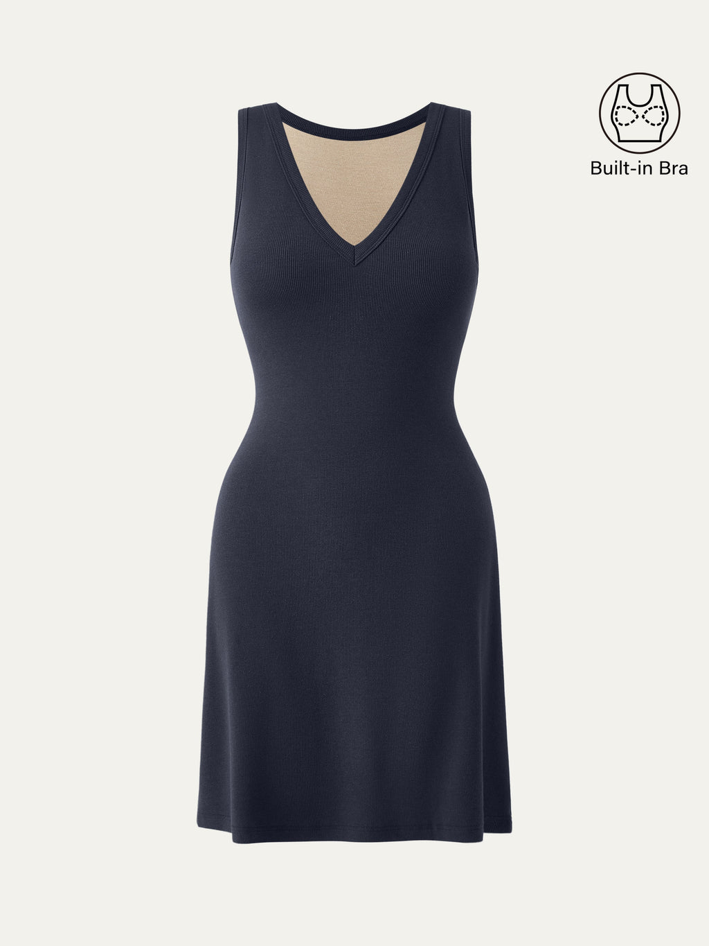 OGLmove Women's Flattering V-Neck A-Line New Airy Bra Tank Dress