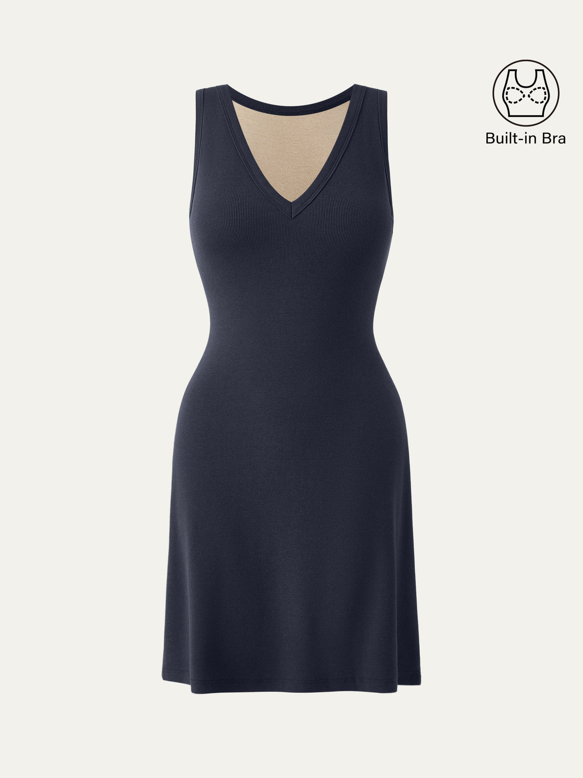 OGLmove Women's Flattering V-Neck A-Line New Airy Bra Tank Dress