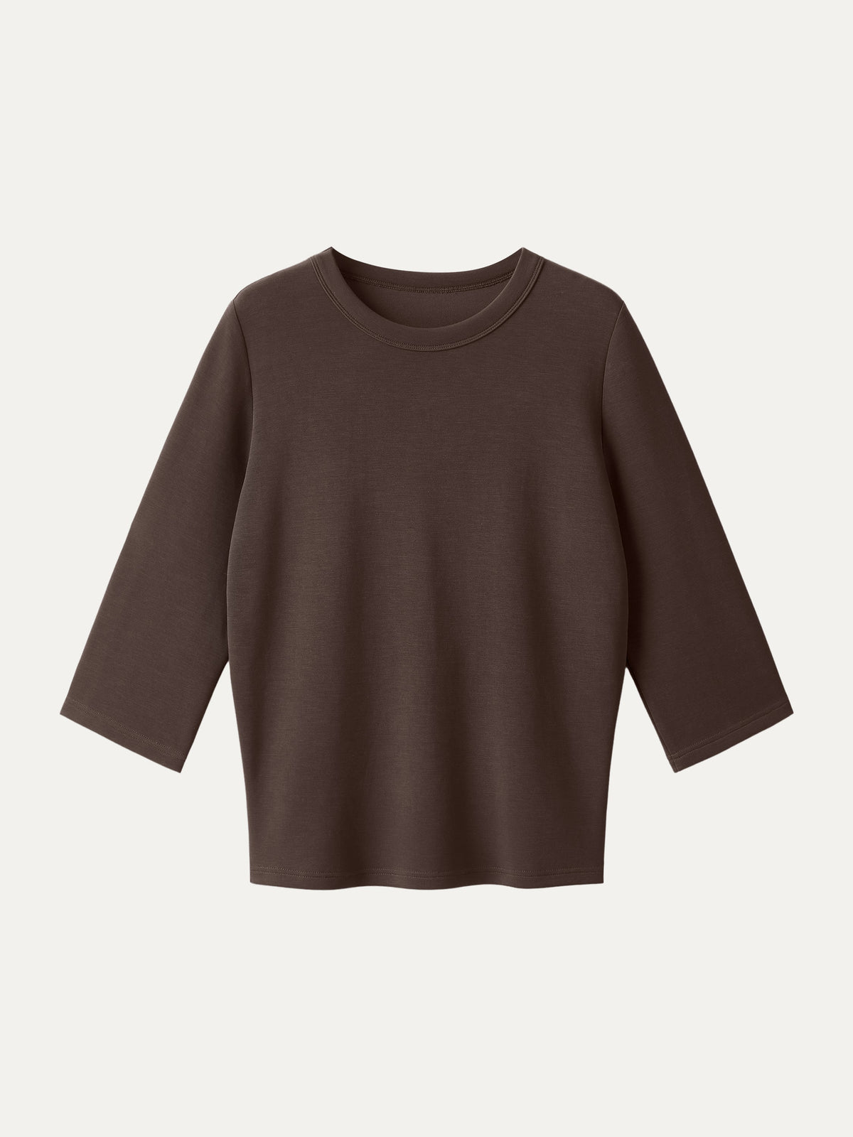 OGLmove Women's Sandwashed Spacer Crewneck 3/4 Sleeve Top