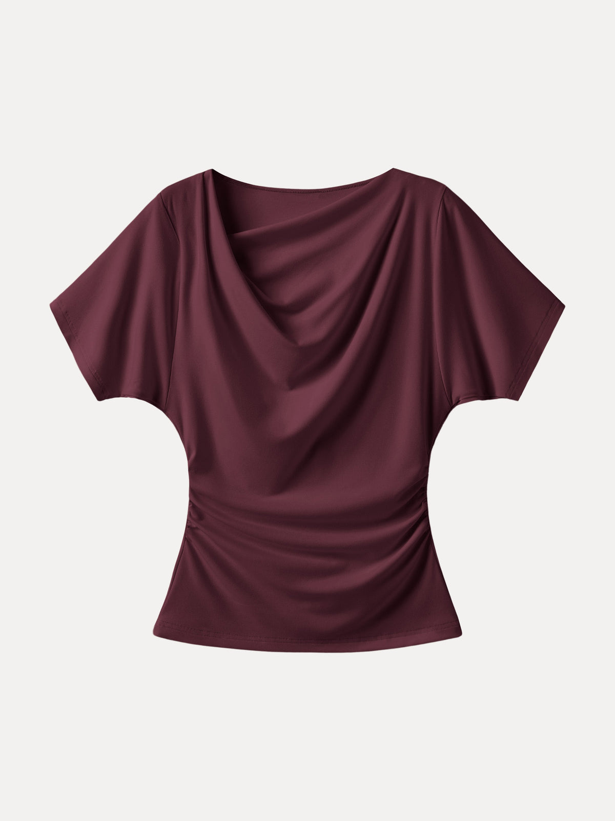 OGLmove Women's Asymmetrical Cowl Neck Ruched Top